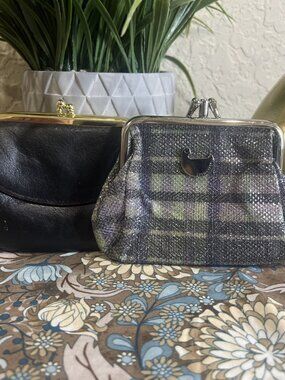 Vintage Buxton Triple Frame Coin Purse And Kiss-lock Vintage Black Coin Purse